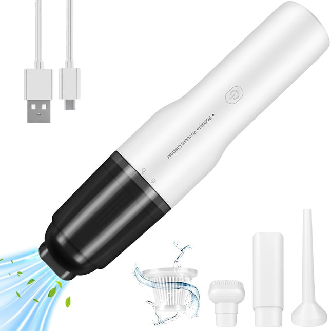 Handheld Vacuum Cordless, Mini Car Vacuum Cleaner High Power, Hand Held Vacuum Usb Rechargeable, Keyboard Wireless Handheld Vacuum For Car Home Office White