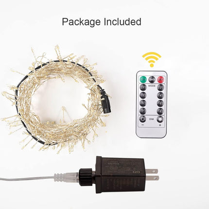100FT Firecracker String Lights 1000 LED Warm White Plug in Indoor Silver Wire Cluster Fairy Lights with Remote for Christmas Tree,Plant,Bedroom,Garden,Patio,Backyard