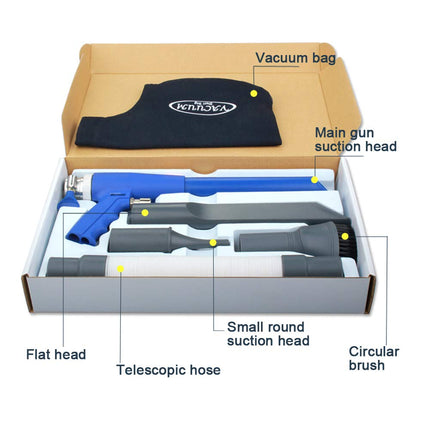 Sakai Air Powered Vacuum Kit 2 In 1 Function Air Vacuum Blow Gun And Suction Vacuum Pneumatic Vacuum Cleaner Kit With 3 Type Tube And Rotatable Brush