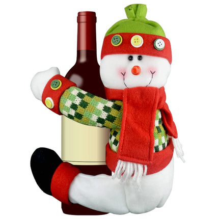 Christmas Tree Topper Snowman,Unique Holiday Xmas Decorations Funny Home Decor,Also Be Used As Curtain Tie and Hugger Wine Bottle,Red White Green