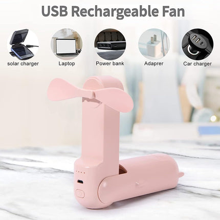 Personal Fan Handheld Mini Fan, 3 In 1 Hand Fan Foldable, Portable Fan Usb Rechargeable Small Pocket Fan Make Up Fan, 2500Mah
