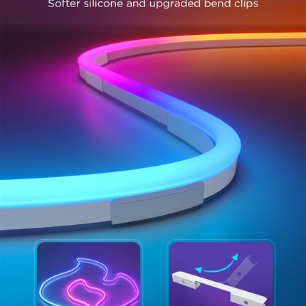 Govee RGBIC Neon Lights, LED Smart Neon Rope Light 2 Works with Matter, Alexa, Google Assistant, Custom DIY Neon Strip Lights for Bedroom and Christmas Decor, Softer Material, 16.4ft, White