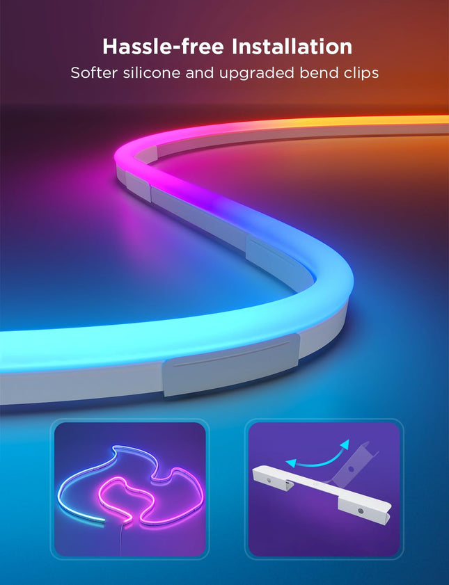 Govee RGBIC Neon Lights, LED Smart Neon Rope Light 2 Works with Matter, Alexa, Google Assistant, Custom DIY Neon Strip Lights for Bedroom and Christmas Decor, Softer Material, 16.4ft, White