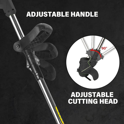 HUDAEN Cordless Grass Trimmer Weed Wacker, 3-in-1 String Trimmer Lawn Edger with 21V 2Ah Li-ion Battery for Garden and Yard with Wheel, Lightweight Adjustable Height Weed Eater Tool(Black)