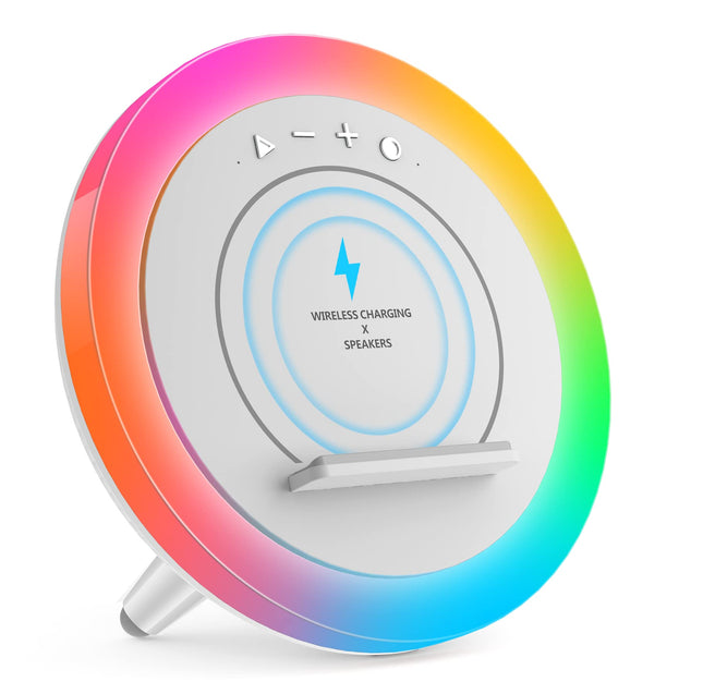 Color Changing Bluetooth Speaker Night Light with Wireless Charging - s for Teens