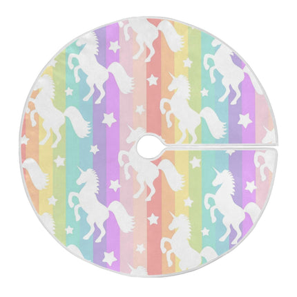 ATTX Rainbow Star Unicorn Christmas Tree Skirt 35.4 inch Ornaments Xmas Tree Skirts for Christmas Holiday Decoration Year Party