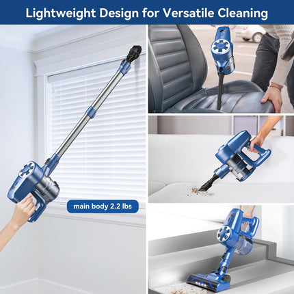 Uniqus Vacuum Cleaners For Home, Lightweight Cordless Vacuum With 2200 Mah Battery, 40 Mins Runtime, Rechargeable Stick Vacuum For Carpet Hardwood Floor