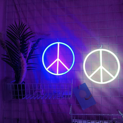 JMG Peace Symbol Neon Sign, Neon Lights LED Home Wall Decoration by USB Powered for Kid Room, Aesthetic Room Decor, Christmas, Birthday Party, 9Inch,Blue+pink