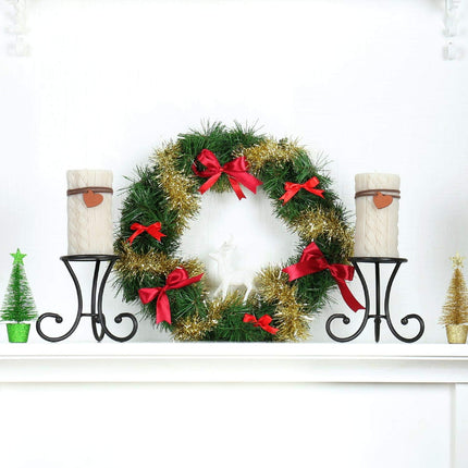 3 Packs Christmas Dark Green 12 Inches Wire Wreath Rings Wire Wreath Frame for Year Valentines Decoration (Style B)
