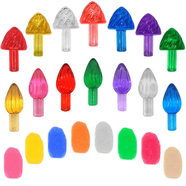 154/Pack Ceramic Christmas Tree Replacement Lights Includes Bulbs Fixing Adhesive That Won't Damage Porcelain, Medium Flame Twist and Ice Cream Pegs Ornament, 7 Colors