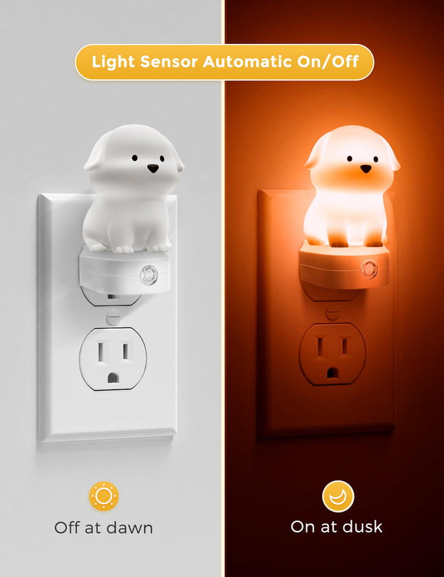 L LOHAS LED Plug in Night Light for Kids, 3D Cute Puppy Night Light with Dusk to Dawn Sensor, RGB+Soft White 3000K Dog Night Light, Christmas Birthday Nightlight for Kids, Room Decor