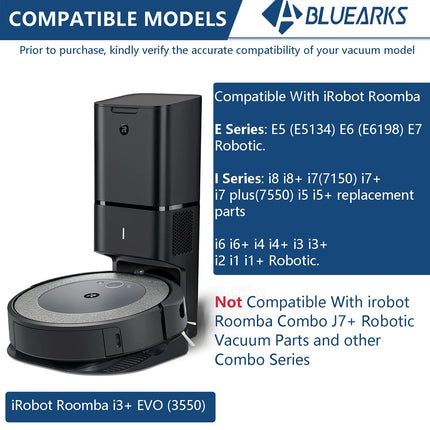 26 Parts For Irobot Roomba I7 I7+ I3 I3+ I4 I4+ I5 I5+ I6 I6+ I8 I8+ J7 J7+Plus J8 J8+ E5 E6 E7 Robot Vacuum Accessories, 2 Rubber Roller 8 Filters 8 Side Brushes 8 Vacuum Bags