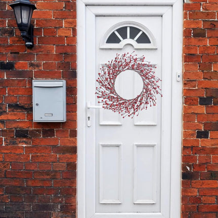 15 Inches Red Berry Wreath,Artificial Christmas Wreath Winter Wreaths for Front Door Valentine’s Day Wreath for Home Door Wall Decor
