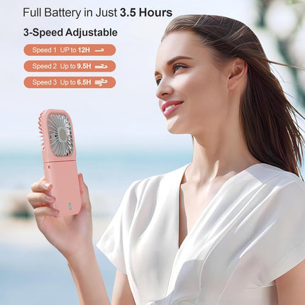 FColor Mini Handheld Fan Portable Personal Fan Rechargeable Mini Fan Usb Operated Cooling Fan Folding Power Bank Neck Travel