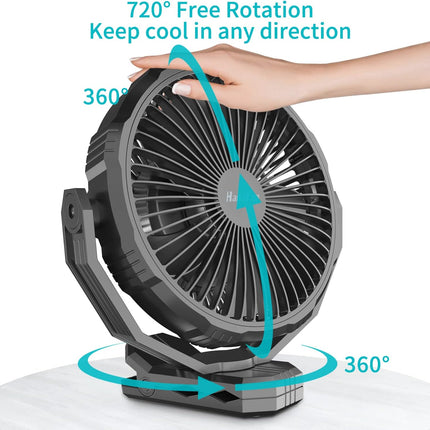 Handfan Upgraded Golf Cart FanStrengthen Clamp, 8 Inch Clip Fan With Clip Enhancer, 10000Mah Battery Operated Rechargeable Fan