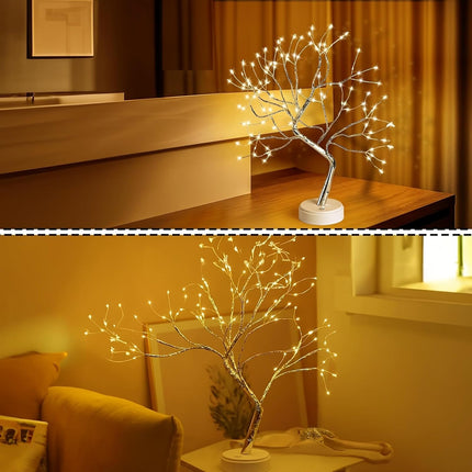 LED Bonsai Tree Light for Room Decor 20" 108 LED Artificial Fairy Light Tree Battery/USB Operated Tabletop Warm Light Lighted Tree for Home Room Decor （8 Function）