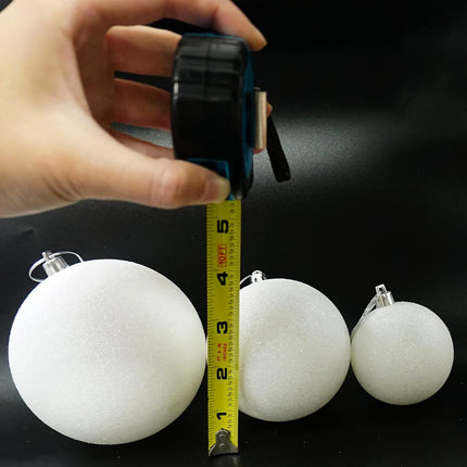 4E's Novelty 4’’ Large Snowball Ornaments (4 Pack) - Iridescent Christmas Ornaments, Sparkly White Christmas Decor, Pre-Strung, Shatterproof, Large Christmas Ornament Balls for Christmas Decoration
