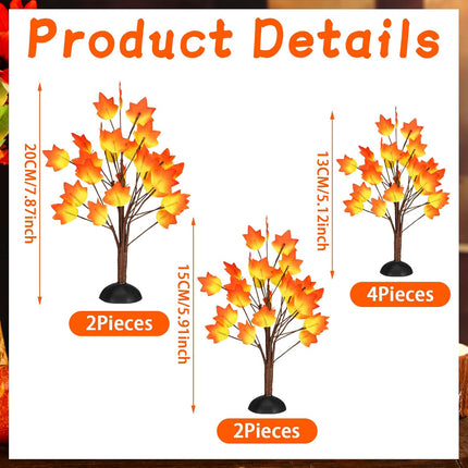 Uiifan 8 Pcs Thanksgiving Fall Village Trees Faux Artificial Maple Tree Tabletop Artificial Trees Plastic Fall Decorations for Home Indoor Thanksgiving Accessories Fall Party Decoration