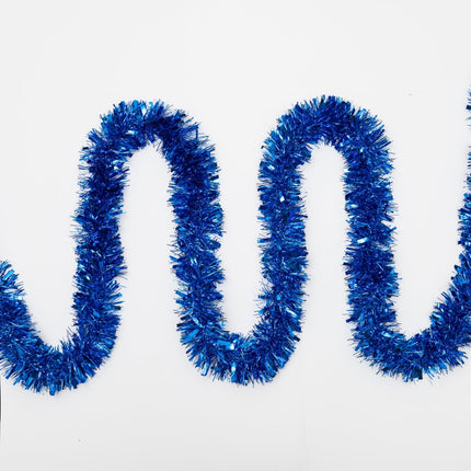 26.2 Ft Tinsel Garland, Blue Holiday Metalic Decorations for Birthday, Wedding, Festivities, Halloween, Christmas, Xmas Sparkly Garlands for All-Season Indoor Outdoor Home Party Decor