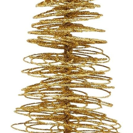 2 Pack Small Gold Christmas Tree Decorations for Table Top Holiday Decor (3 x 10.5 Inches)