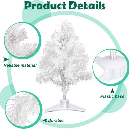 Kathfly 4 Pieces Mini White Christmas Tree 12 Inch Miniature Artificial Small Desktop Xmas Tree with Plastic Stand for Party Supply Home Office Decor