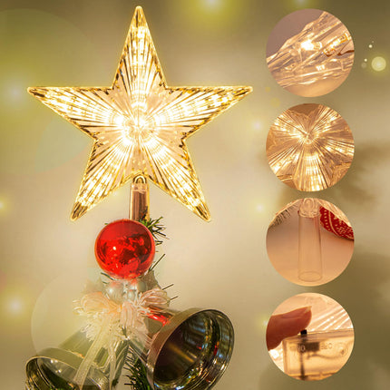 Christmas Tree Topper Warm White Light Christmas Star Great for Christmas Tree Ornaments Year Christmas Tree Toppers Lighted Christmas Tree Star 8.7 Inch Christmas Star Tree Topper Battery Powered