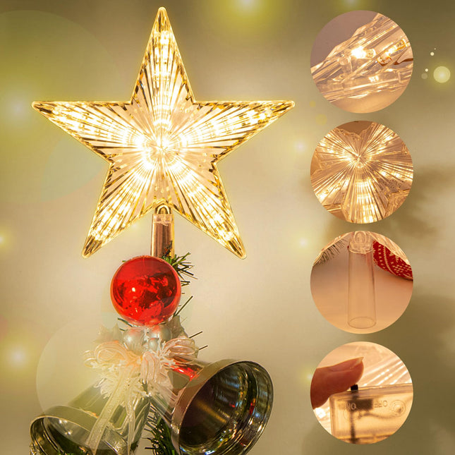 Christmas Tree Topper Warm White Light Christmas Star Great for Christmas Tree Ornaments Year Christmas Tree Toppers Lighted Christmas Tree Star 8.7 Inch Christmas Star Tree Topper Battery Powered