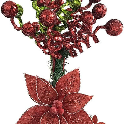6PC Set Red Christmas Tree Decoration Sequins Ball Curly Pick, Christmas Tree Decorations Christmas Tree Topper Star Home Office Perfect Party Decorations s