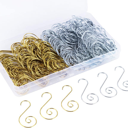 ilauke Christmas Ornament Hanger Hooks 240pcs Silver & Gold Swirl Decorative Ornament Hooks Hang Holiday Decorations Hanger from Trees, Garlands and Wreaths
