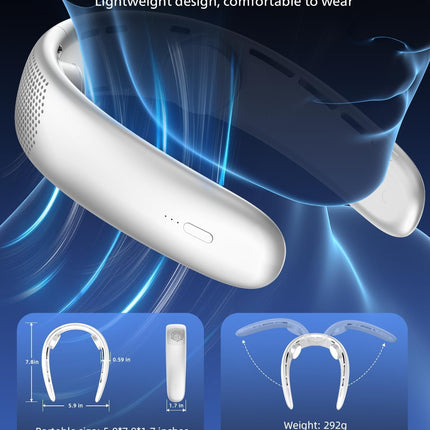 Neck Fan,Portable Ultrathin Bladeless Neck Fan,4000Mah Rechargeable Battery Powered,3 Speeds Adjustable,Relaxed Without Feeling