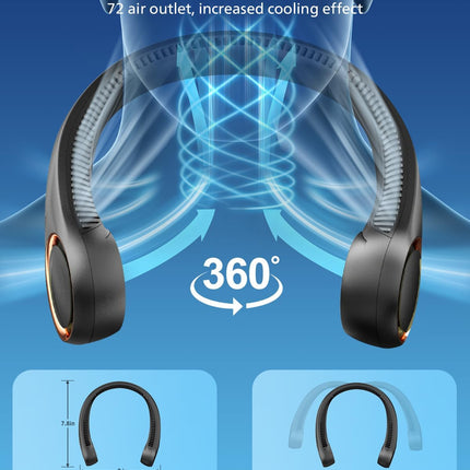 Neck Fan, Neck Fans For Men 4000Mah Personal Bladeless Fan Portable Rechargeable, 3 Speeds, 360° Surrounding Airflow, Faster Cool