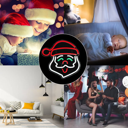 Santa Claus Neon Sign, Christmas LED Neon Signs for Wall Decor,Christmas Acrylic Neon Light Signs with USB/Swicth for Bedroom Teen Kid Party Decoration