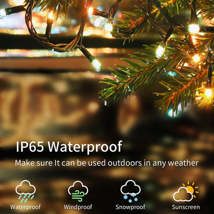 Smart Christmas String Lights, 131FT 400 RGB LEDs Christmas Lights Outdoor Indoor with 8 Lighting Modes, Fairy String Lights for 6-8ft Christmas Tree,IP44 Waterproof(2.4GHz)
