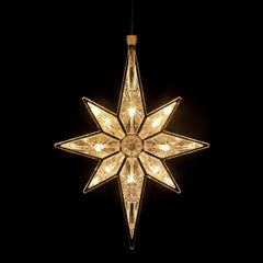 10.8 Inch Bethlehem Christmas Star Lights Plastic Lighted Star Tree Topper Large Hanging Window Lights LED Star Window Silhouette Decoration for Holiday (1 Pieces)