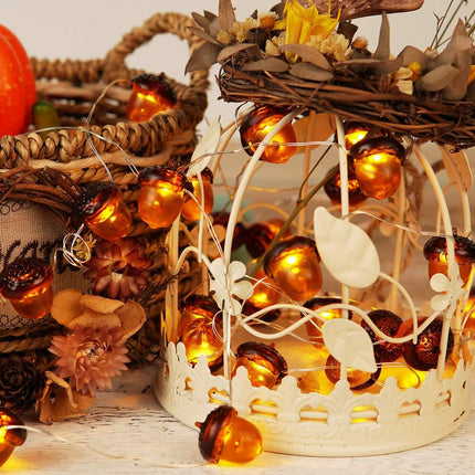KAiSnova 3D Acorn Fall Decor Harvest String Lights Battery Powered with Remote and Timer 10ft 30 LEDs Thanksgiving Decorations Lights for Home Party Autumn Christmas Tree Lights