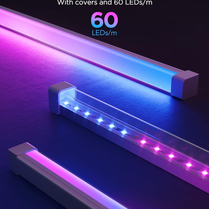 Govee RGBIC LED Strip Lights 16.4ft with Covers, Smart LED Lights for Bedroom Work with Alexa and Google Assistant, LED Diffuser Channel with LED Christmas Lights, Skirting Lines, Studio, Cabinet