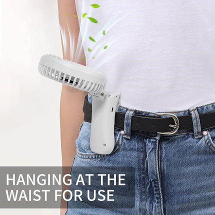 IShuanf Waist Clip Fan, BtteryPowered Portable Necklace Fan, Foldable Handheld Fan, Three Fan Speeds, Suitable For Maintenance