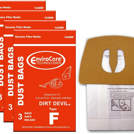 Envirocare Vacuum Cleaner Dust Bags Made To Fit Royal Dirt Devil Canisters Type F 12 Bags