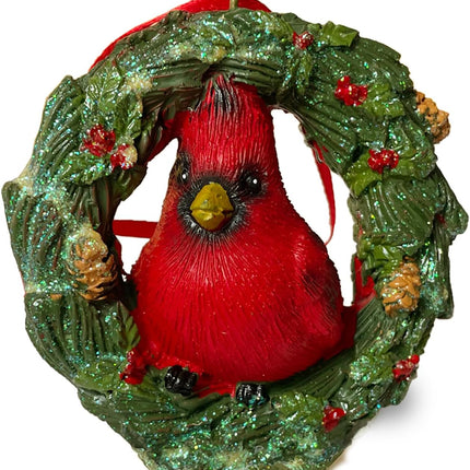 Christmas Decorations Cardinal Wreath Christmas Tree Decorations Hanging Red and Green Christmas Ornaments Resin Holiday Year Home Decor Ornaments