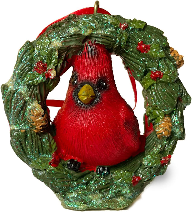 Christmas Decorations Cardinal Wreath Christmas Tree Decorations Hanging Red and Green Christmas Ornaments Resin Holiday Year Home Decor Ornaments