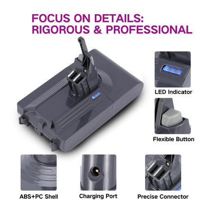 6000Mah V8 Battery 21.6V Compatible With V8 Animal V8 Absolute V8 Fluffy V8 Motorhead V8 Carbon Fiber Cord Handheld Vacuum