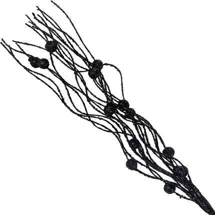 10 Pcs Artificial Glitter Berry Stems for Christmas Tree Picks Curly Sprays Faux Glitter Berry Branches Christmas Tree Twigs Filler Decorations Festival Wreath Supplies Table Centerpiece (Black, 10)