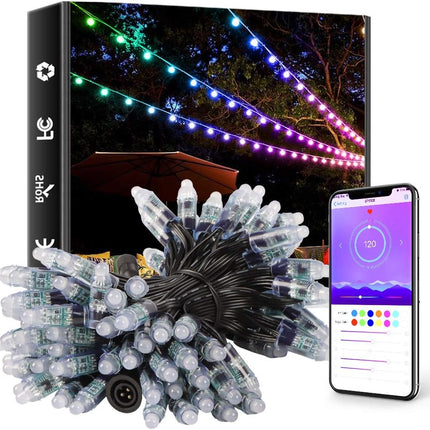 ELlight Outdoor String Lights 39ft 100LED, Dream Color Christmas Lights with APP, Waterproof Color Changing LED String Lights for Wedding Party