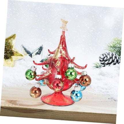 Glass Christmas Tree Miniture Decoration Christmas Decor Artificial Christmas Tree Christmas Table Centerpiece Glass Christmas Trees for Table Mini Sisal Glass Bell Christmas Tree