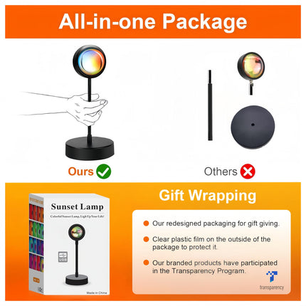 Sunset Lamp Projector Led Lights for Bedroom Night Light RGB Lights Sun Sunlight Sunrise Lamp 10w 360° Rotation Mood Lighting Home/Room Decor Christmas s for Women