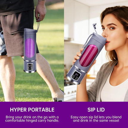 Undoria Portable Blender Cordless for Shakes and Smoothies12 Blades USB Rechargeable Small Blender16 oz Personal for Ice and Frozen Fruit Compact and Easy to Clean Ideal for Home and Travel (Purple)
