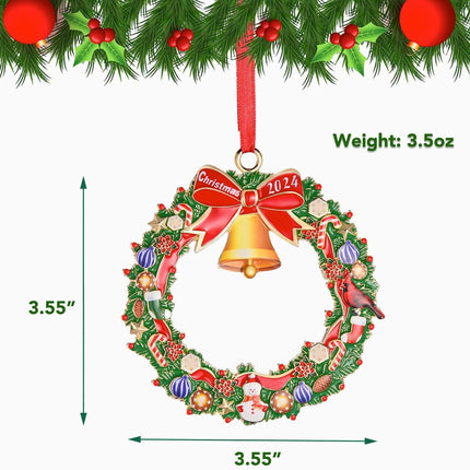 Venhoo Christmas Ornament Decoration for Christmas Tree Hanging Gold Metal Christmas Wreath Keepsake Annual Ornaments Holiday Decorative Xmas s for Family Friends