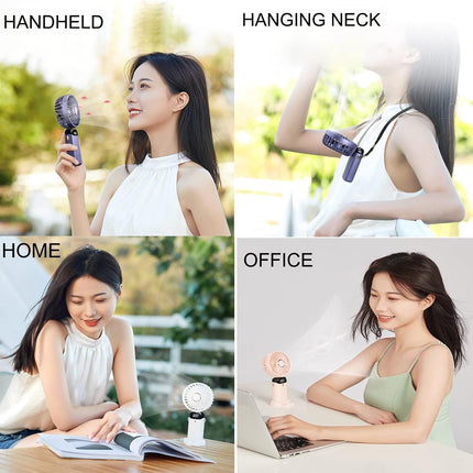 Mini Handheld Fan, Portable Personal Fan Hanging Neck Fan 90° Adjustable Usb Rechargeable 3000Mah Small Desk Fan 5 Speed For Home
