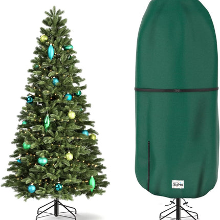 Upright Christmas Tree Storage Cover, Tear Resistant Adjustable 7.5 Foot Christmas Tree Storage Bag for Artificial Tree Standing with Ornaments,Christmas Tree Cover Waterproof, Dustproof