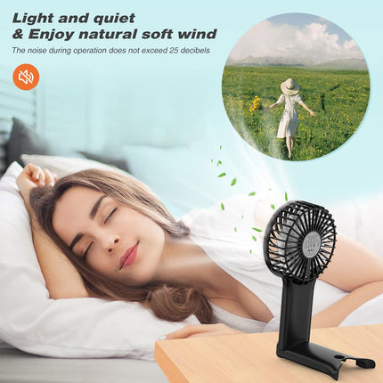 Portable Handheld Fan Desk Fan, Powerful Personal Fan 4 Adjustable Speed Usb Recharging Battery Operated Mini Fan With Makeup
